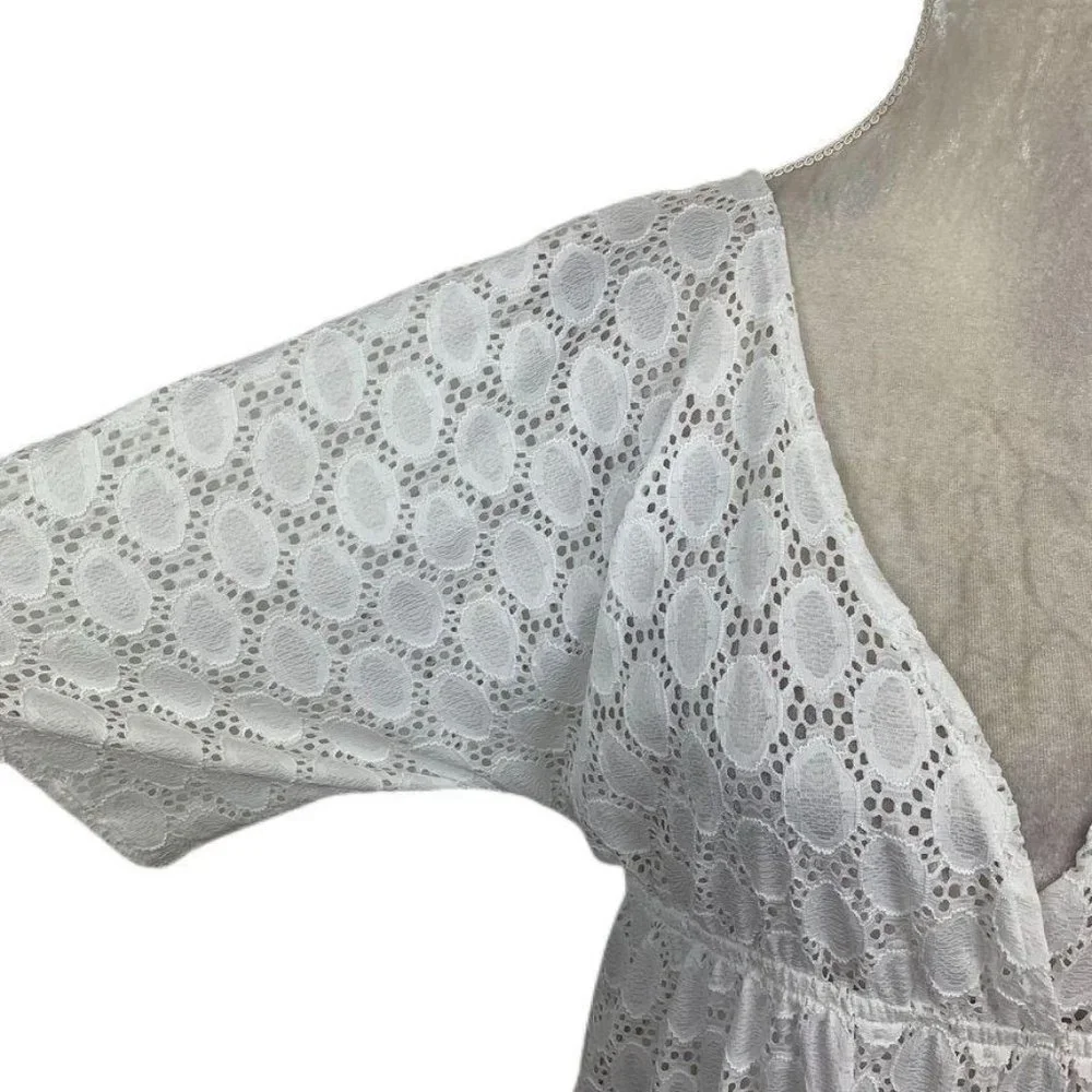 24th & Ocean‎ White Lace Swim Cover Deep V-neck M